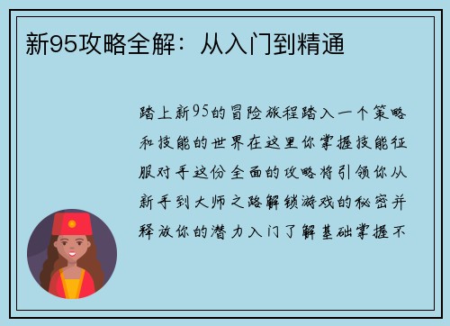 新95攻略全解：从入门到精通