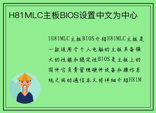 H81MLC主板BIOS设置中文为中心