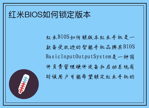 红米BIOS如何锁定版本